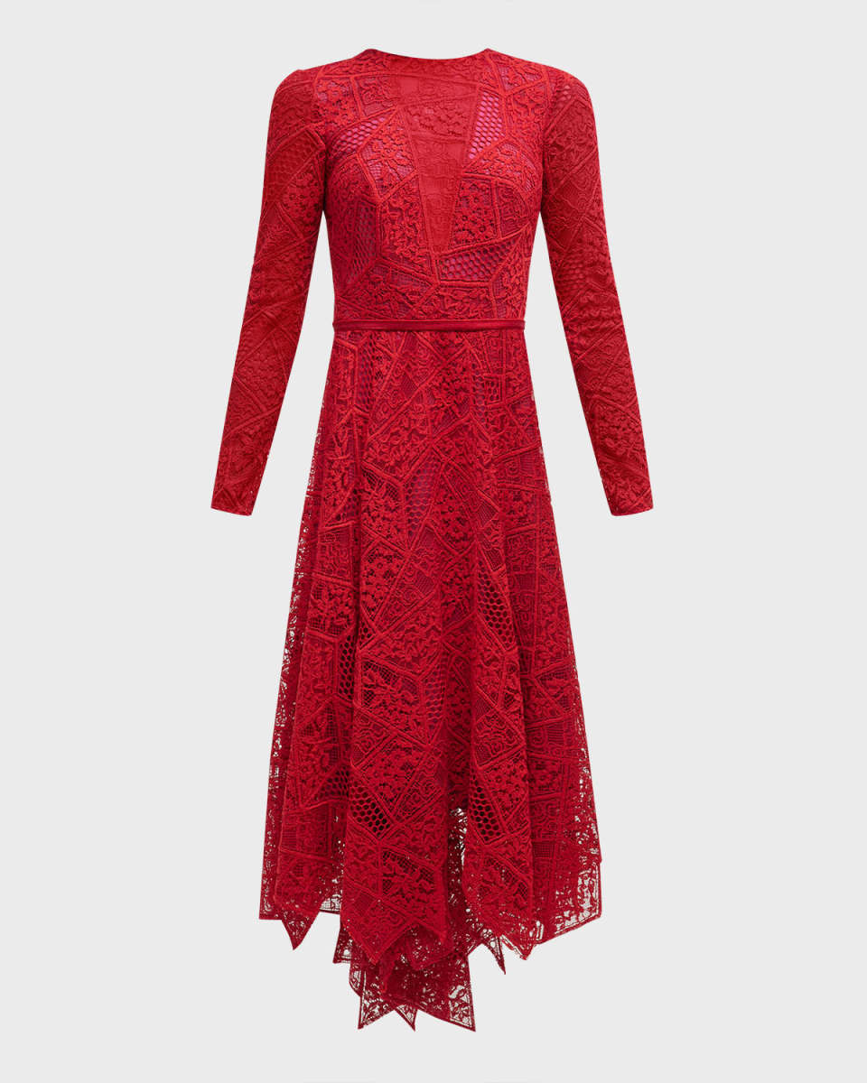 Lace Handkerchief Midi Dress